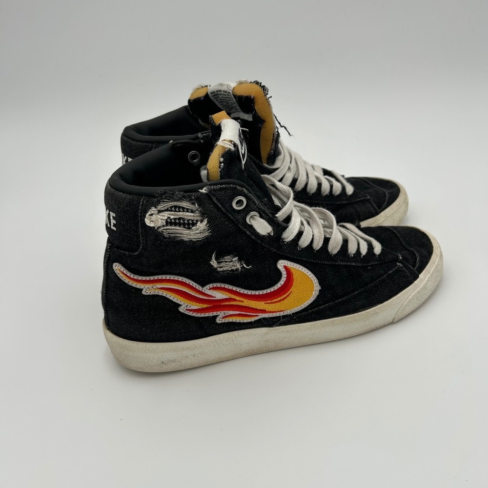 Nike Blazer Mid 77 PRM Cleveland Rocks Denim Flame Swoosh DQ7635-001 Mens 8.5 - Picture 7 of 9